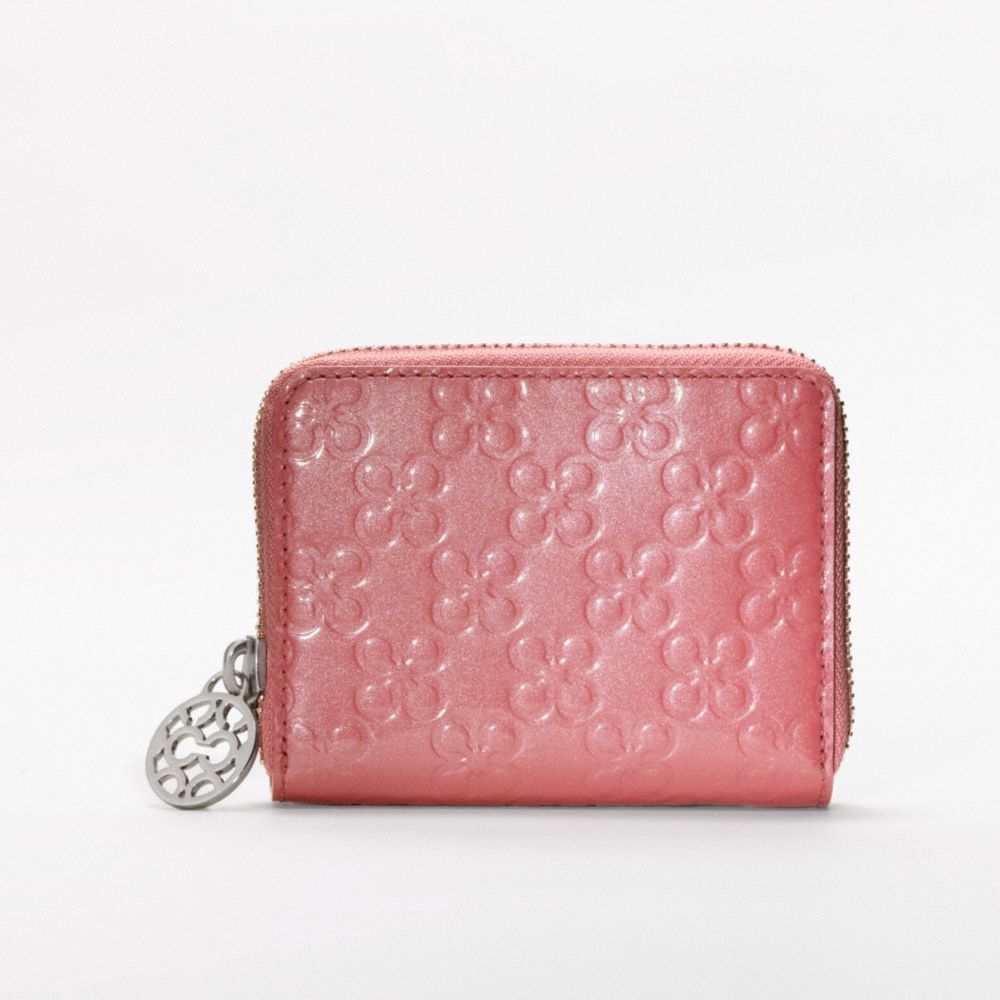 CHELSEA EMBOSSED PATENT ZIP CARD CASE COACH F45838