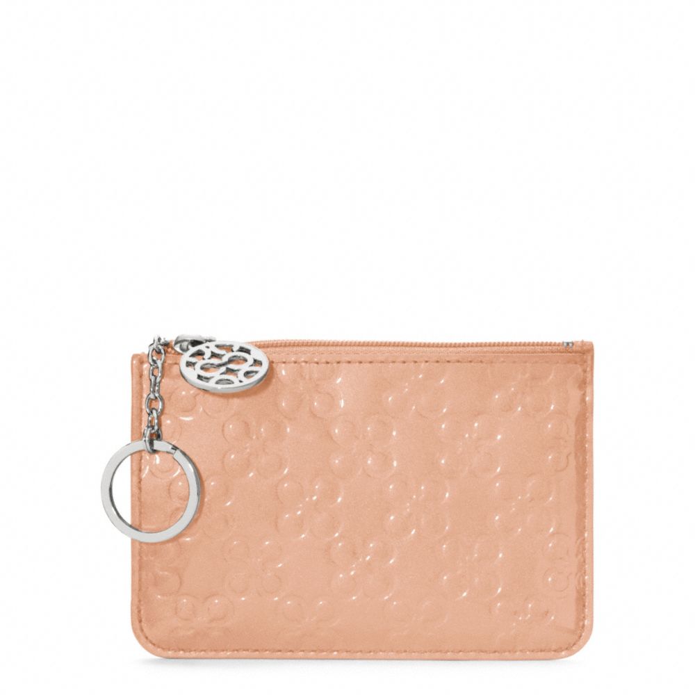 COACH f45844 CHELSEA EMBOSSED PATENT MEDIUM SKINNY SILVER/DUSTY PINK