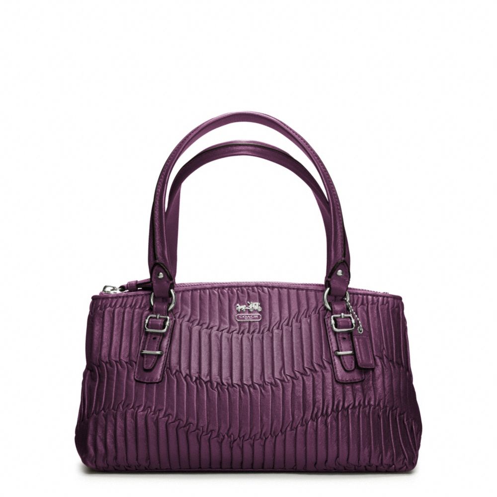 MADISON GATHERED LEATHER SMALL BAG - f45928 - SILVER/AUBERGINE