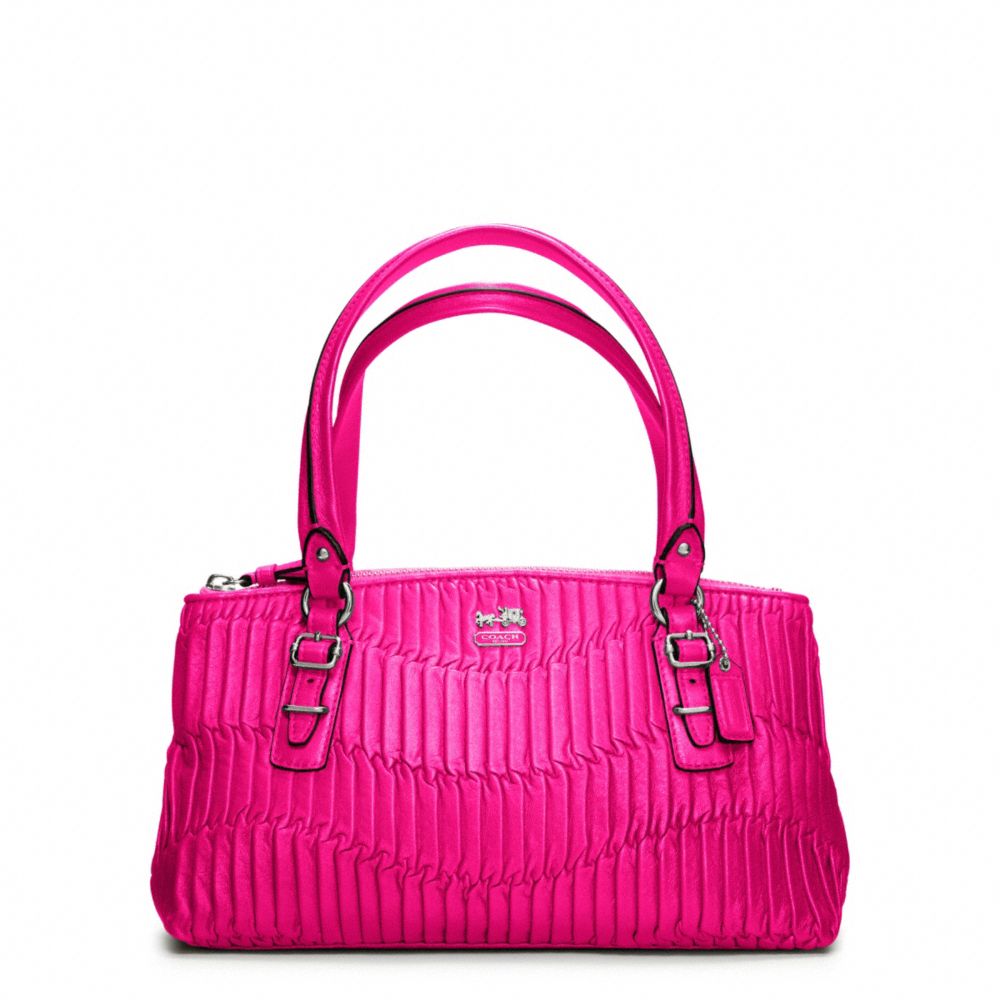 COACH F45928 - MADISON GATHERED LEATHER SMALL BAG SILVER/HOT PINK