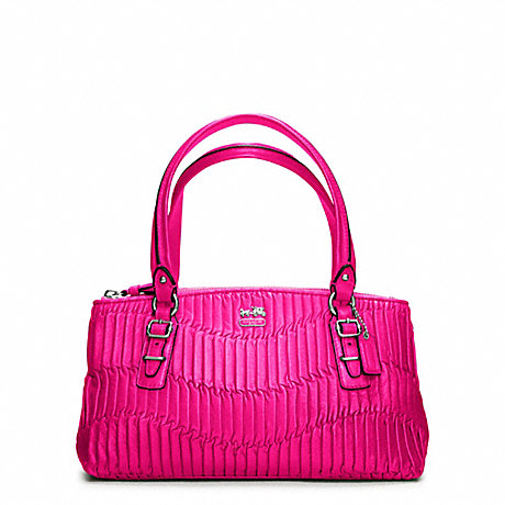 COACH MADISON GATHERED LEATHER SMALL BAG - SILVER/HOT PINK - f45928