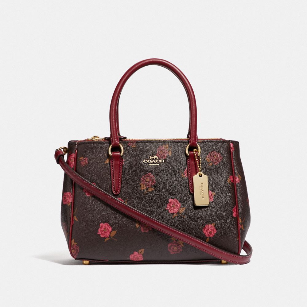 MINI SURREY CARRYALL WITH TOSSED PEONY PRINT - F46282 - OXBLOOD 1 MULTI/IMITATION GOLD