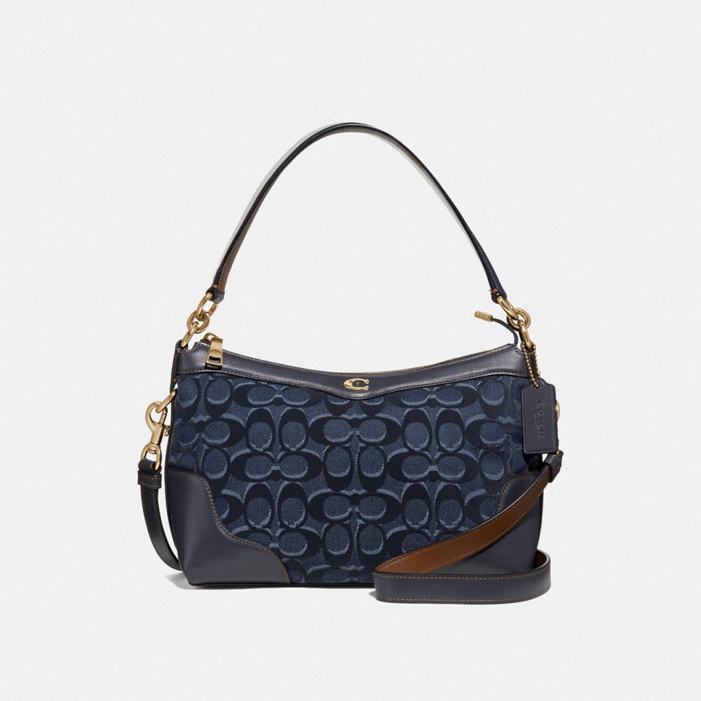 COACH SMALL EAST/WEST IVIE SHOULDER BAG IN SIGNATURE DENIM - DENIM/LIGHT GOLD - F46284