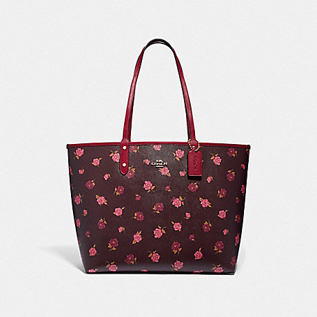 COACH REVERSIBLE CITY TOTE WITH TOSSED PEONY PRINT - OXBLOOD 1 MULTI/CHERRY/IMITATION GOLD - F46286