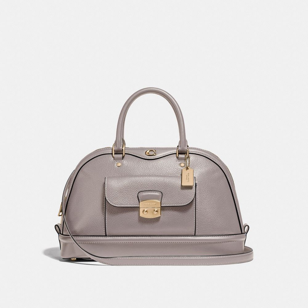 EAST/WEST IVIE DOME SATCHEL - F46289 - GREY BIRCH/LIGHT GOLD