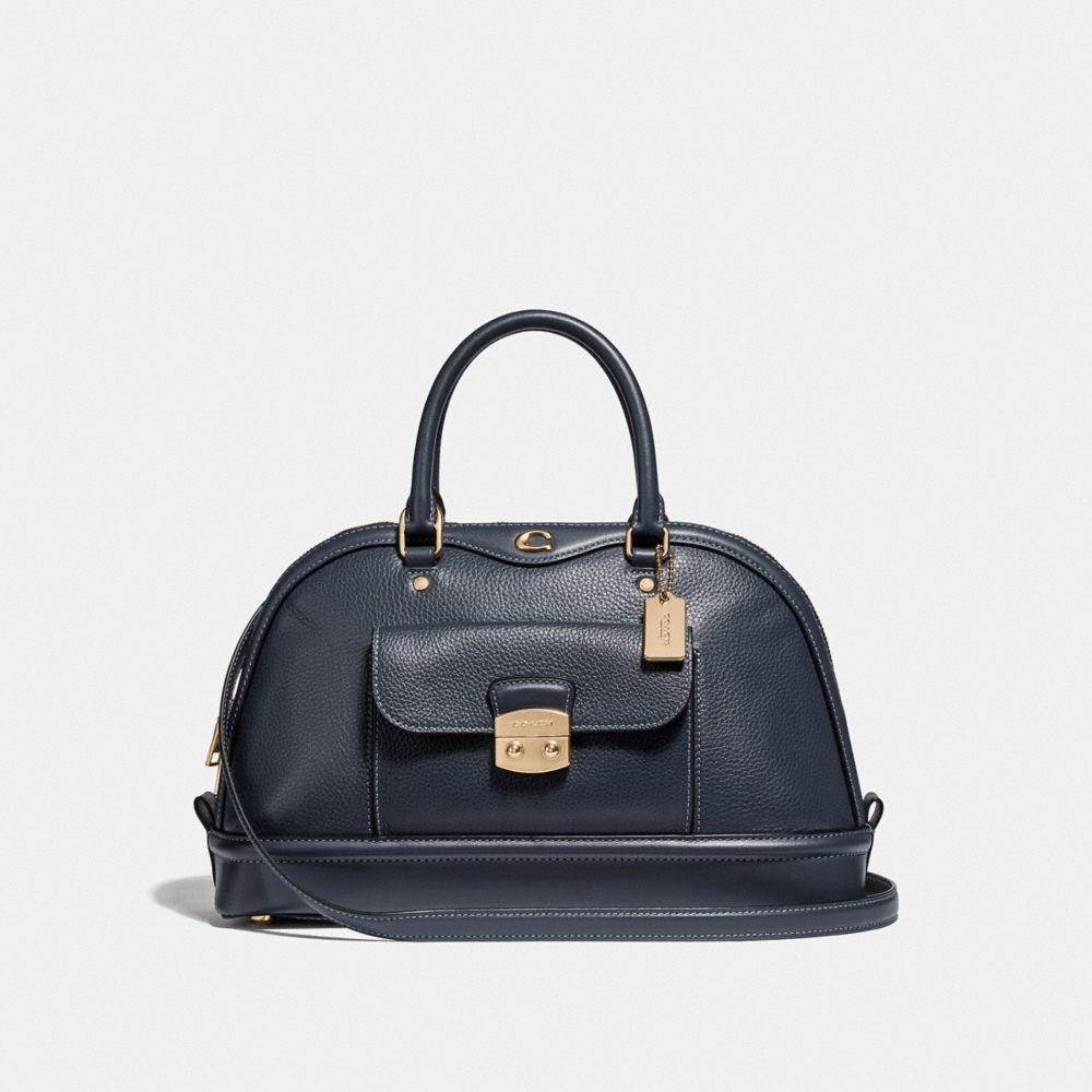 EAST/WEST IVIE DOME SATCHEL - F46289 - MIDNIGHT/LIGHT GOLD