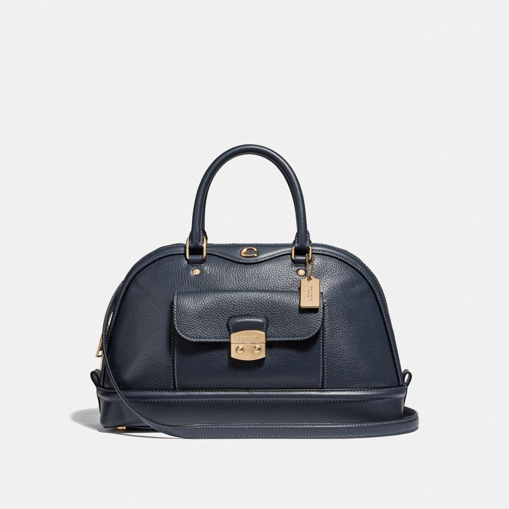 COACH F46289 East/west Ivie Dome Satchel MIDNIGHT/LIGHT GOLD