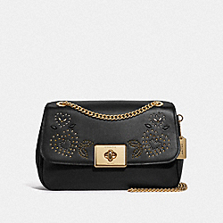 COACH F46290 - LARGE CASSIDY CROSSBODY WITH HEART BANDANA RIVETS BLACK/MULTI/IMITATION GOLD