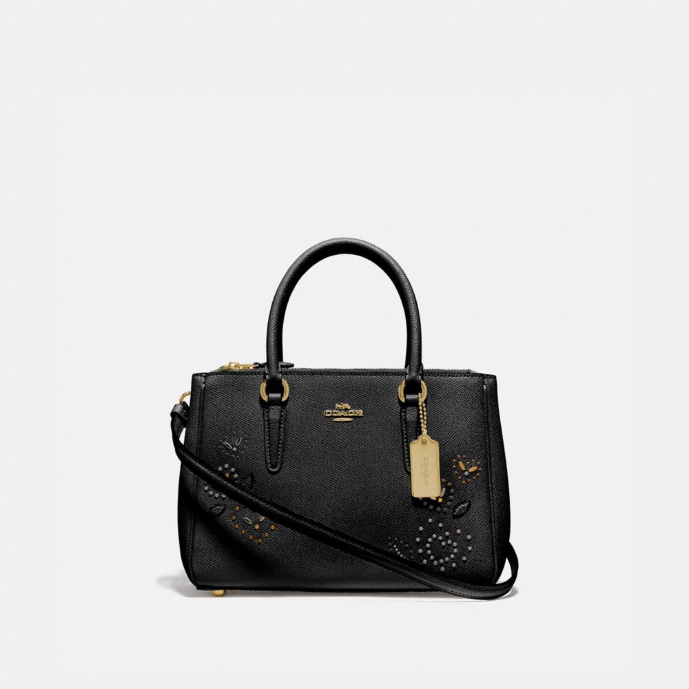 COACH F46292 - MINI SURREY CARRYALL WITH HEART BANDANA RIVETS BLACK/MULTI/IMITATION GOLD