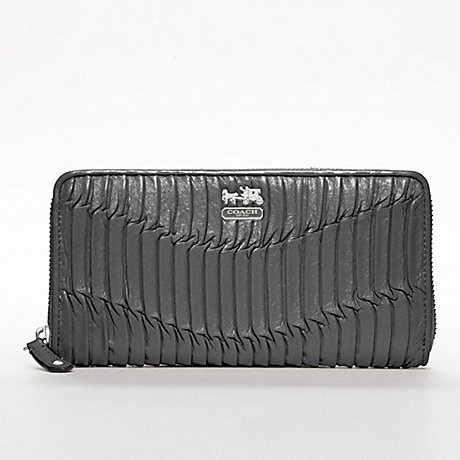 COACH F46481 MADISON GATHERED LEATHER ACCORDION ZIP WALLET SILVER/GRAPHITE