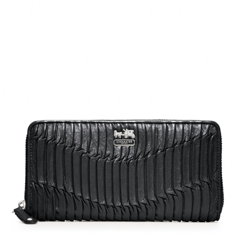 MADISON GATHERED LEATHER ACCORDION ZIP - f46481 - SILVER/BLACK SILVER
