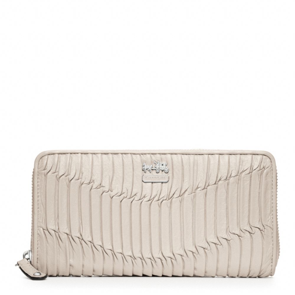 MADISON GATHERED LEATHER ACCORDION ZIP WALLET - f46481 - SILVER/PARCHMENT