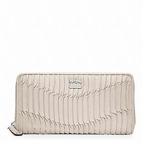COACH F46481 MADISON GATHERED LEATHER ACCORDION ZIP WALLET SILVER/PARCHMENT