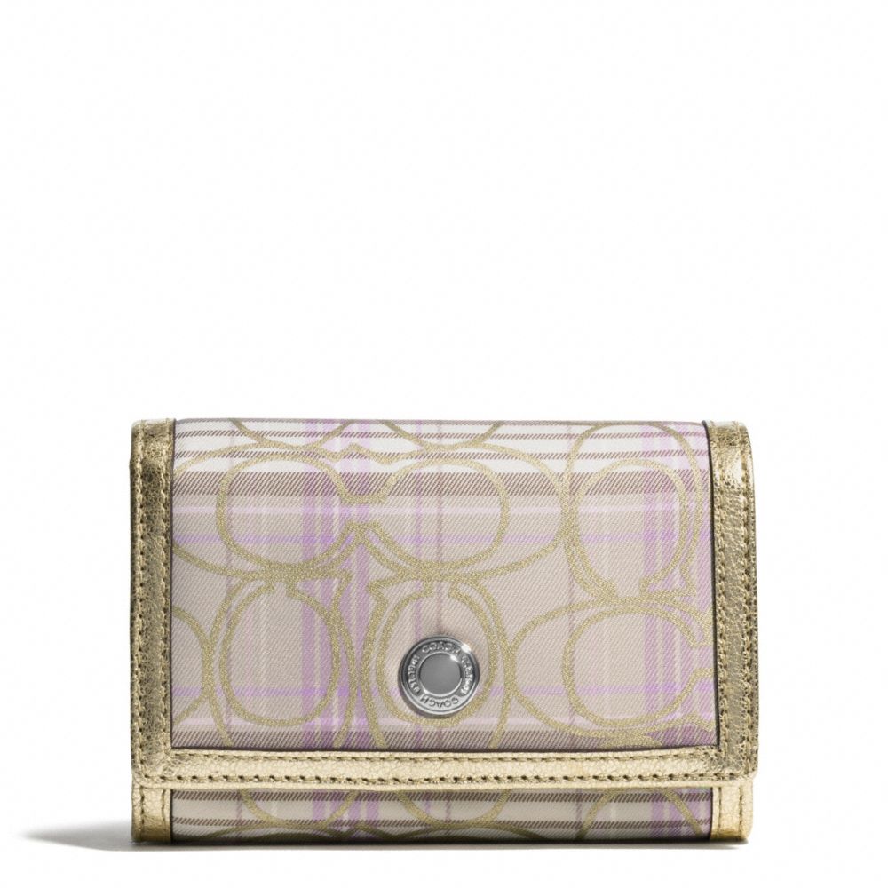 SIGNATURE STRIPE TARTAN COMPACT CLUTCH - SILVER/MULTICOLOR - COACH F46494