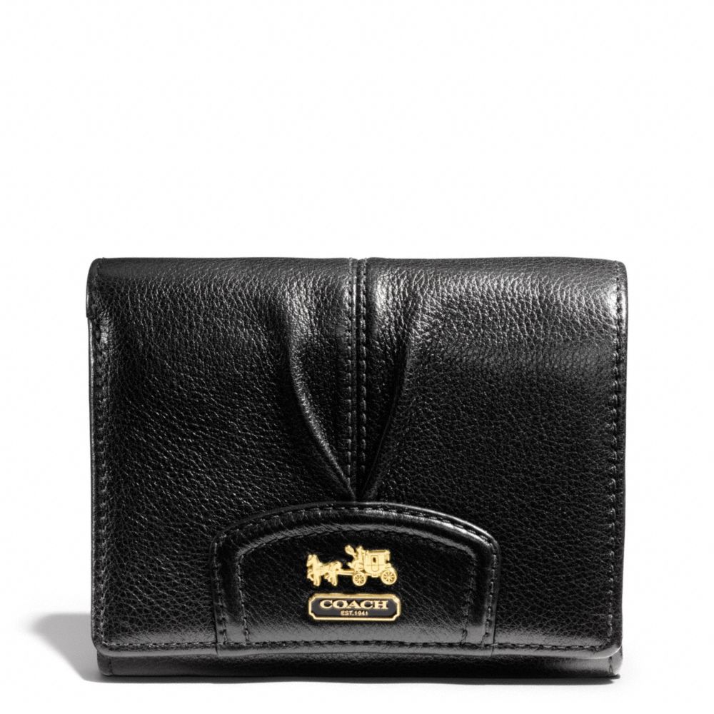 MADISON LEATHER COMPACT CLUTCH - BRASS/BLACK - COACH F46604