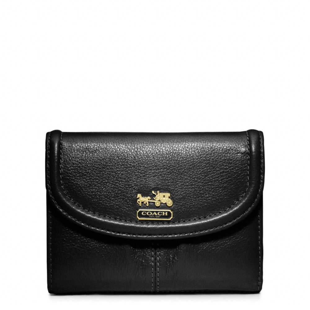 COACH F46608 Madison Leather Medium Wallet BRASS/BLACK