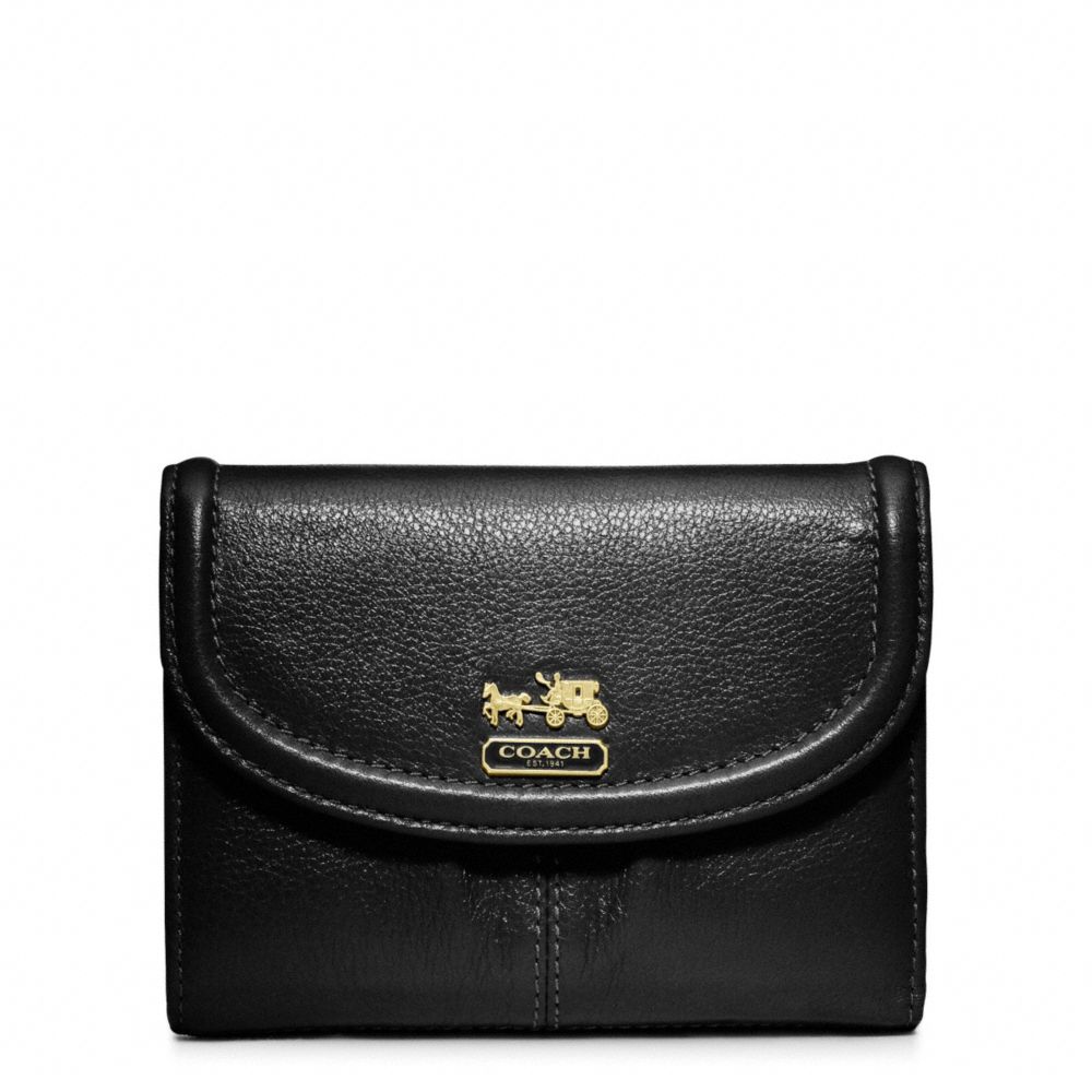 MADISON LEATHER MEDIUM WALLET - BRASS/BLACK - COACH F46608