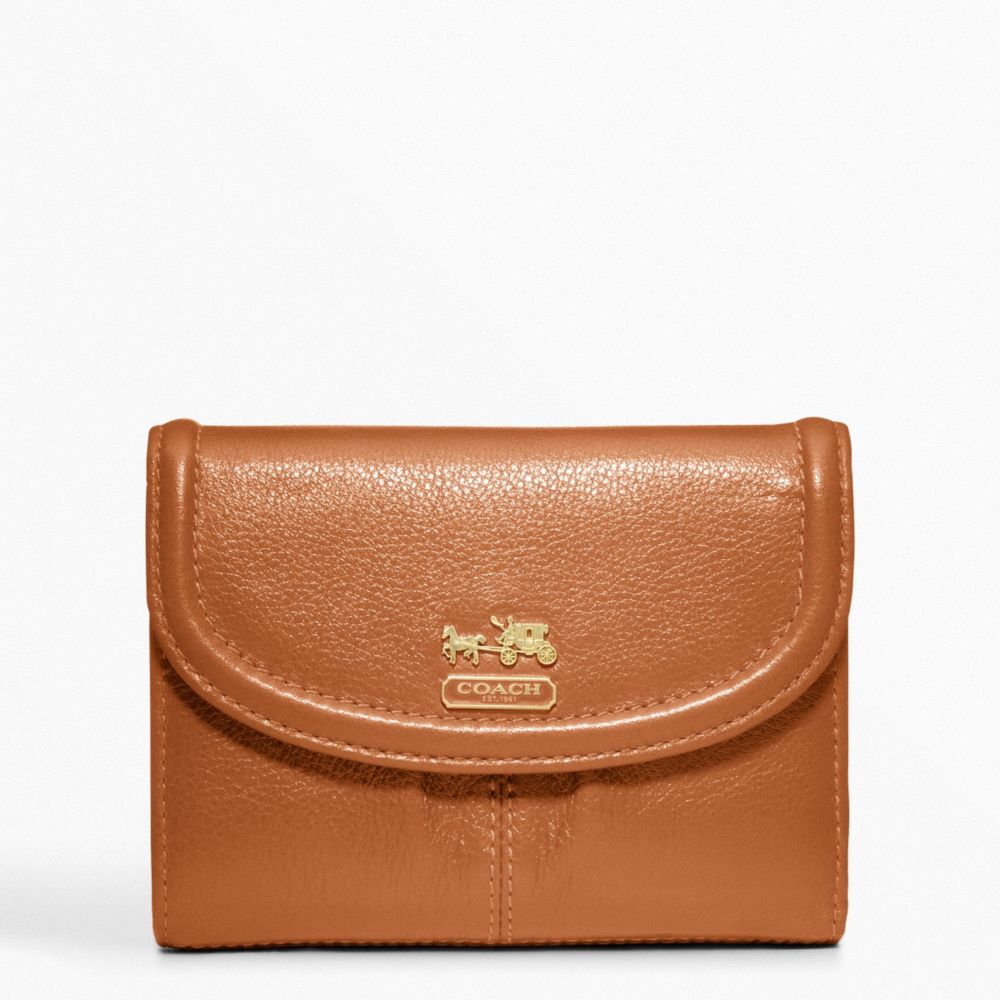 MADISON LEATHER MEDIUM WALLET - BRASS/COGNAC - COACH F46608