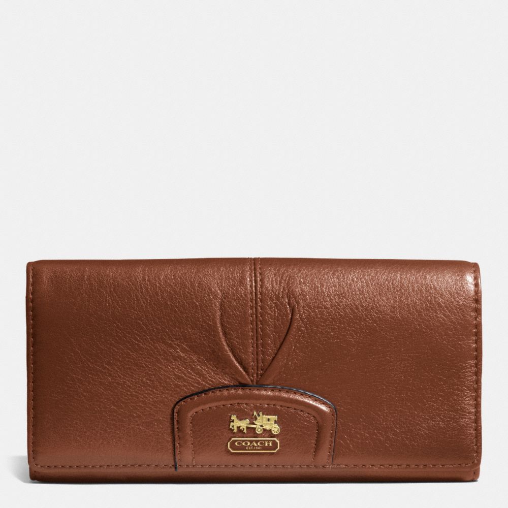 MADISON LEATHER SLIM ENVELOPE WALLET - f46611 - BRASS/ACORN