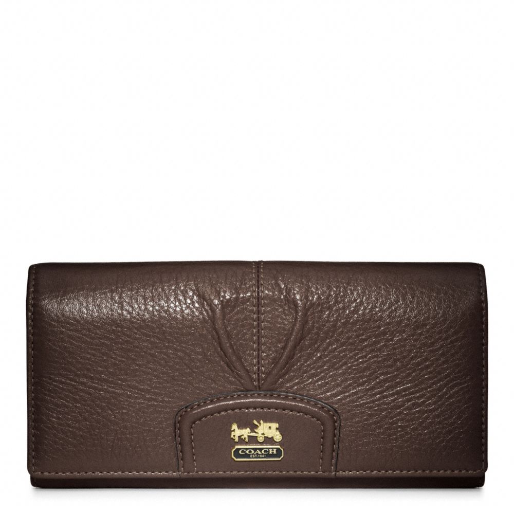 MADISON LEATHER SLIM ENVELOPE WALLET - f46611 - BRASS/MAHOGANY