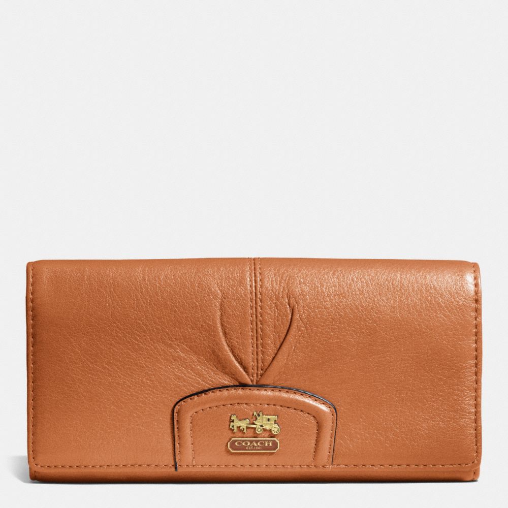 MADISON LEATHER SLIM ENVELOPE WALLET - f46611 - BRASS/SADDLE