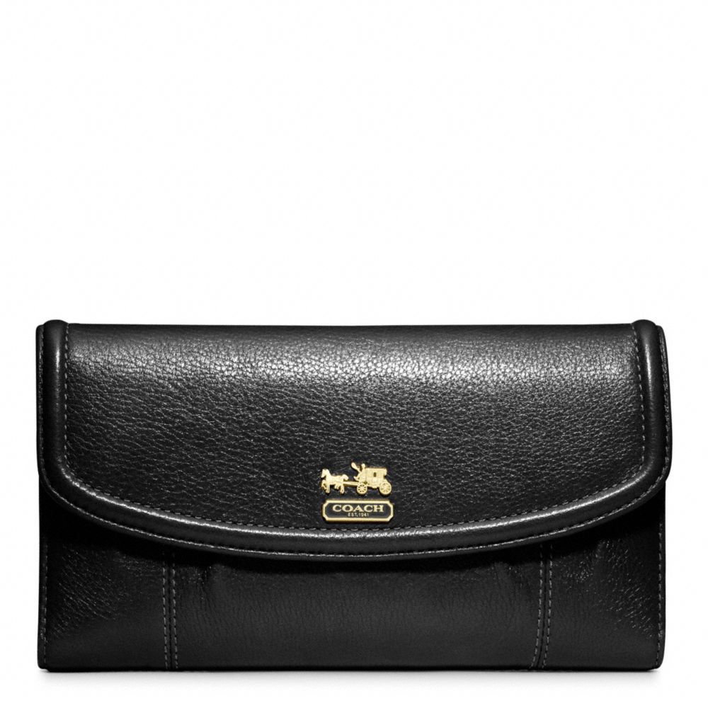 MADISON LEATHER CHECKBOOK WALLET - BRASS/BLACK - COACH F46615