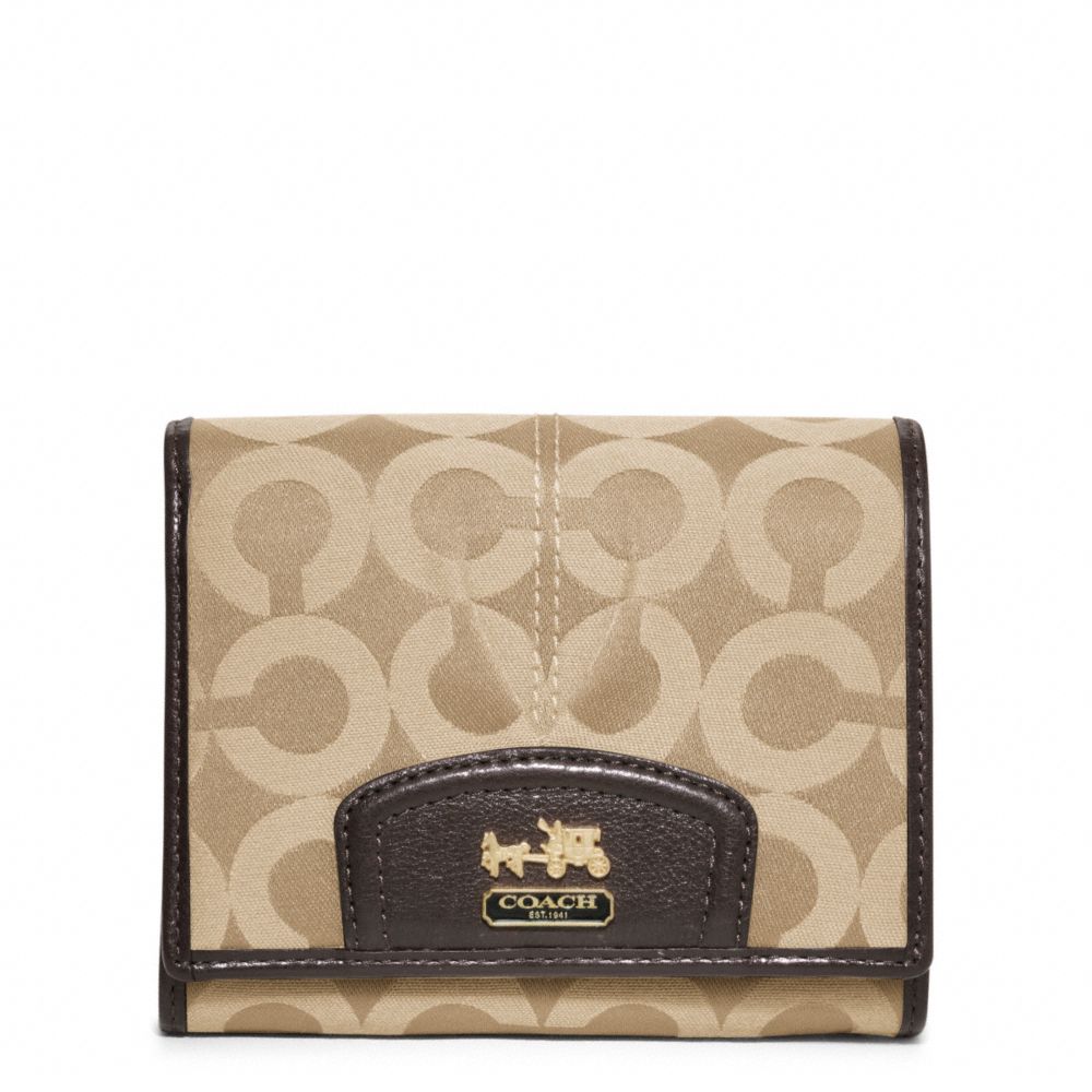 MADISON OP ART SATEEN COMPACT CLUTCH - BRASS/KHAKI/MAHOGANY - COACH F46640