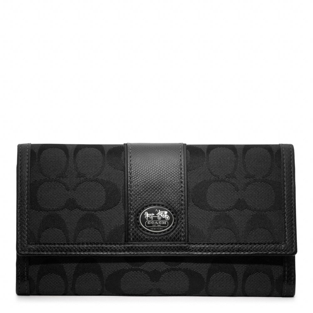 COACH SUTTON SIGNATURE TIEBACK CHECKBOOK WALLET -  - f47299