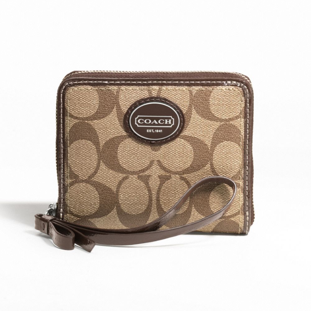 COACH F47341 Peyton Medium Zip Around SILVER/KHAKI/MAHOGANY