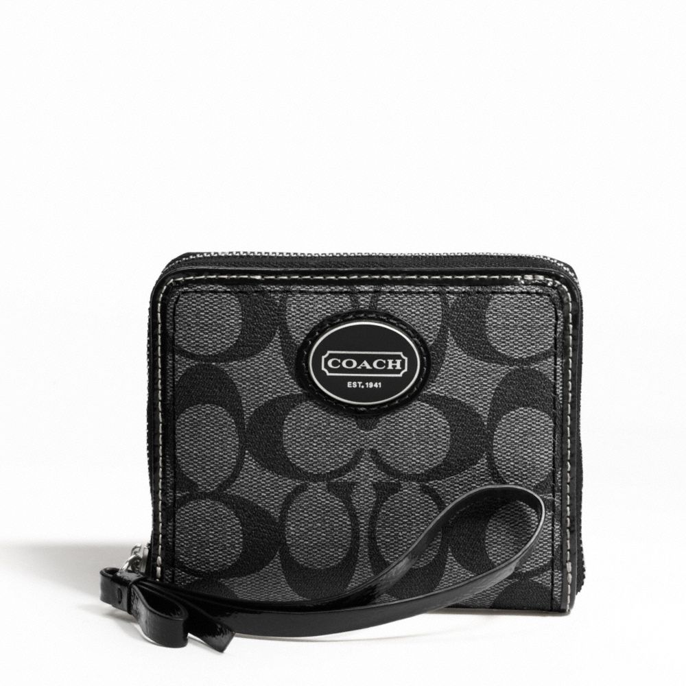 COACH F47341 Peyton Medium Zip Around SILVER/BLACK GREY/BLACK