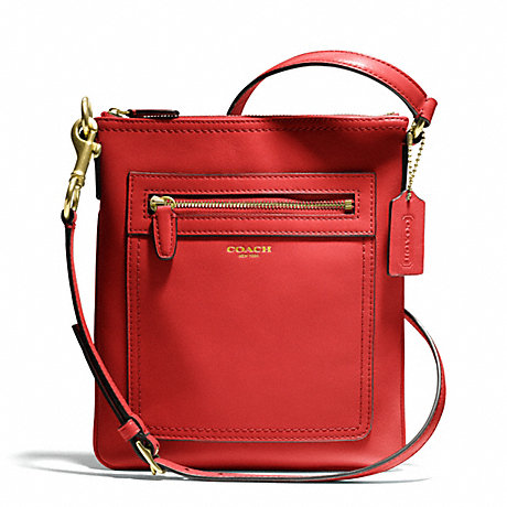 COACH f47989 SWINGPACK IN LEATHER BRASS/CORAL RED