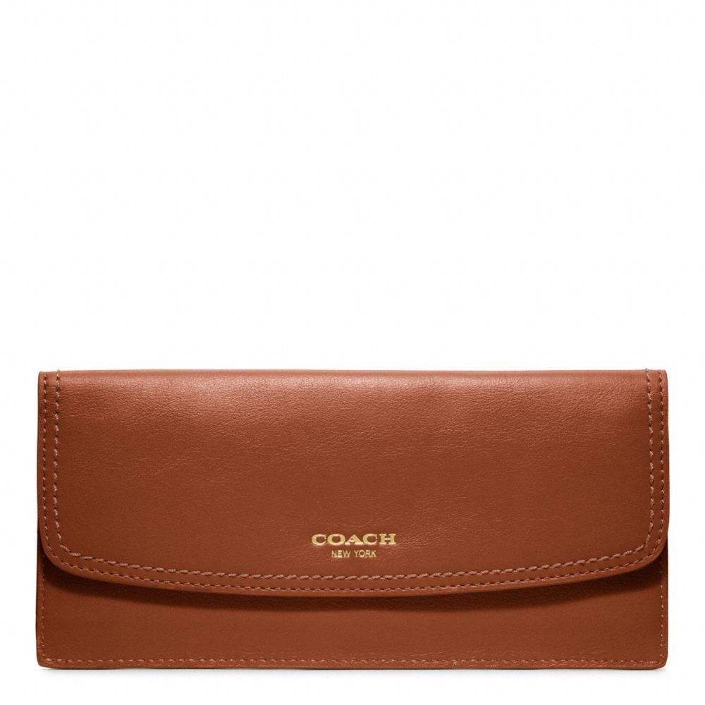 COACH SOFT WALLET IN LEATHER - BRASS/COGNAC - f47990