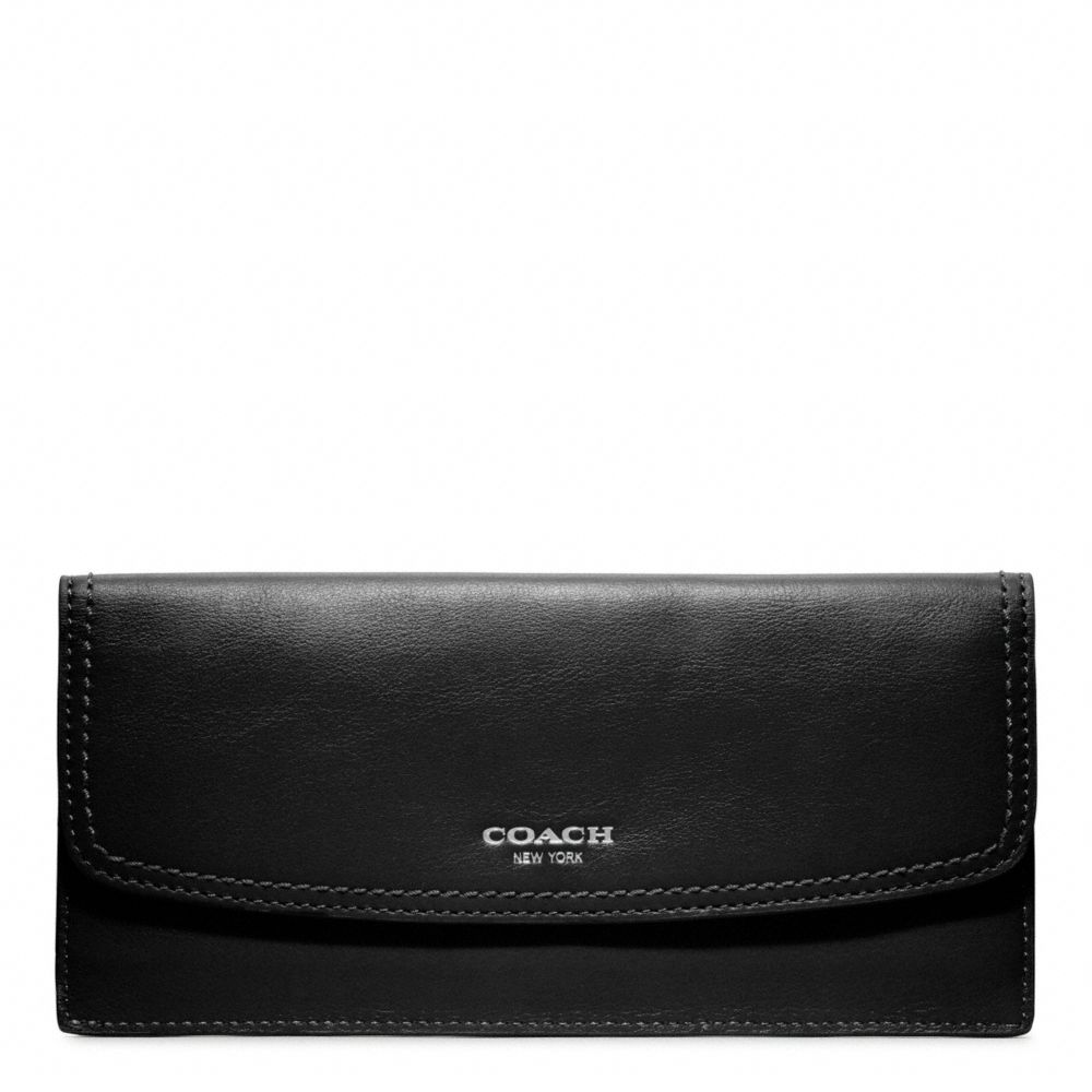 COACH f47990 SOFT WALLET IN LEATHER SILVER/BLACK