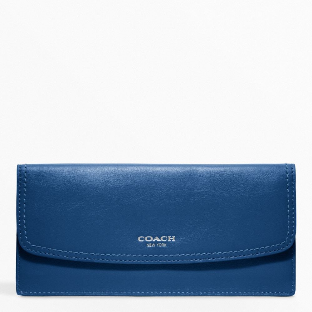 COACH LEATHER SOFT WALLET - SILVER/COBALT - F47990