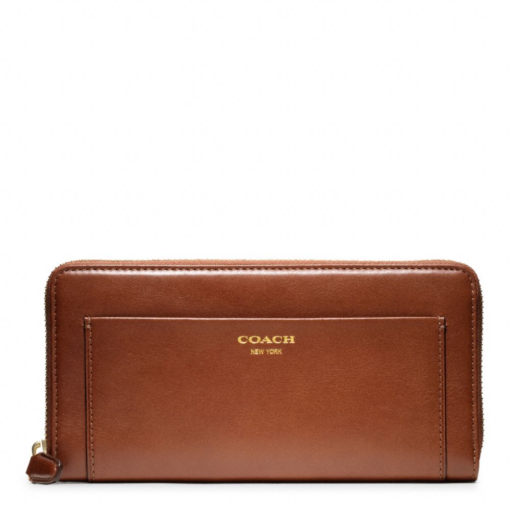 COACH LEATHER ACCORDION ZIP WALLET - BRASS/COGNAC - F47996