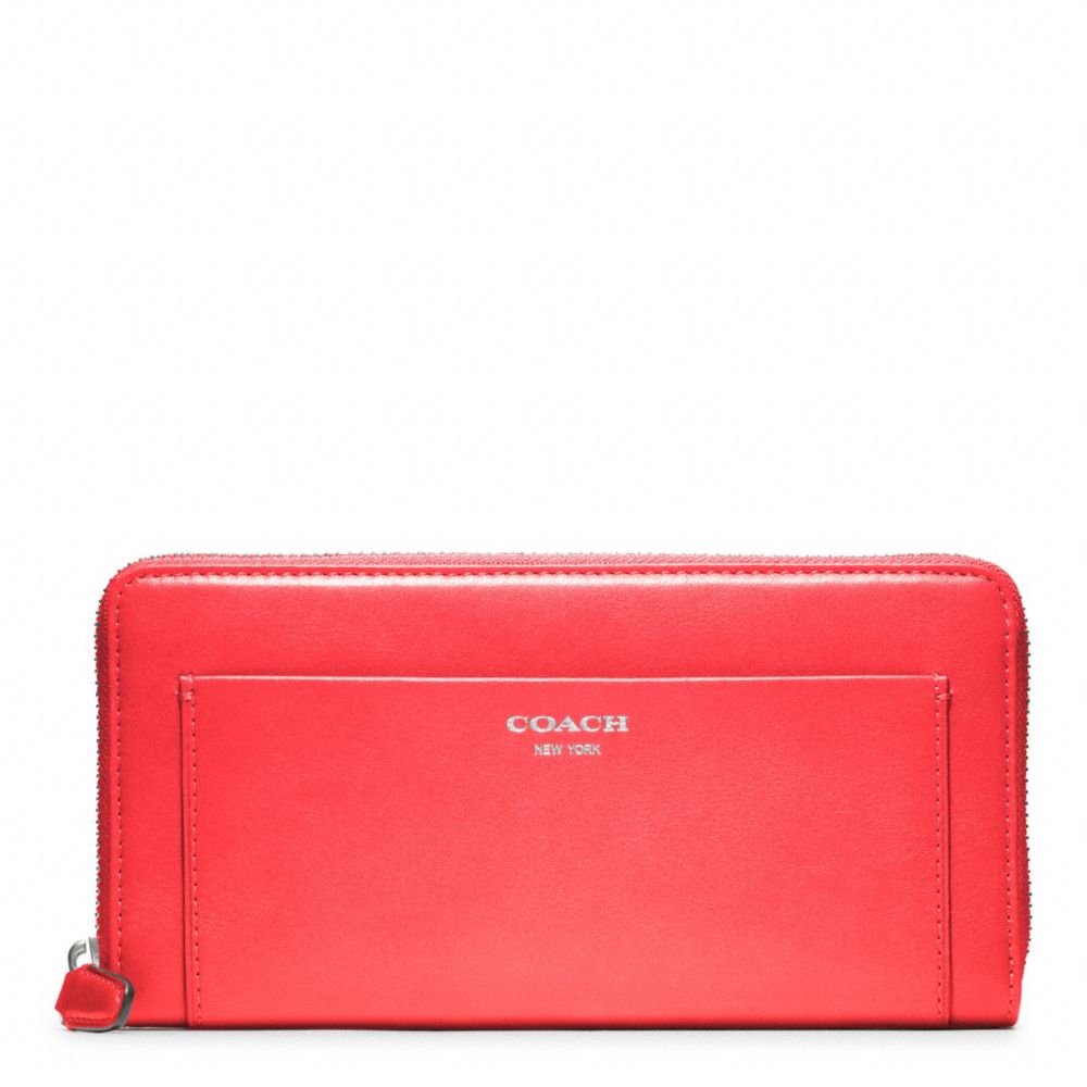 COACH F47996 Leather Accordion Zip Wallet SILVER/BRIGHT CORAL