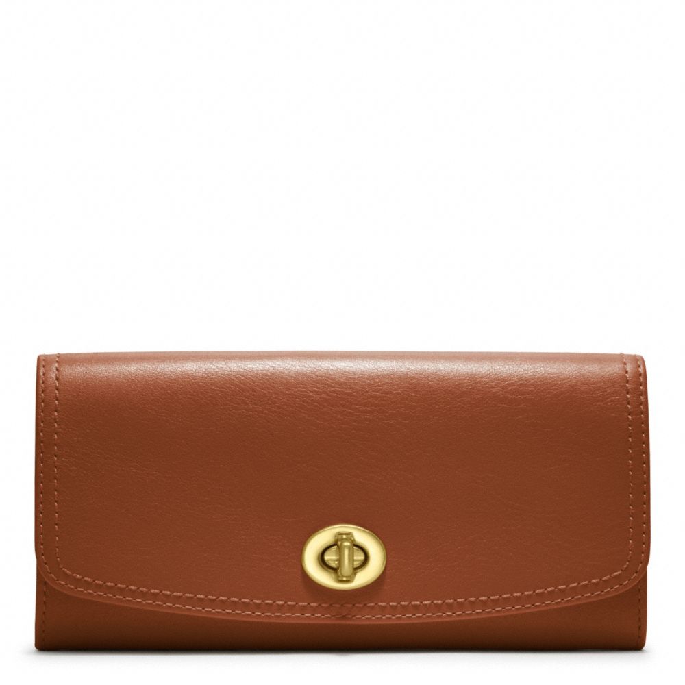 LEATHER SLIM ENVELOPE - f48003 - BRASS/COGNAC