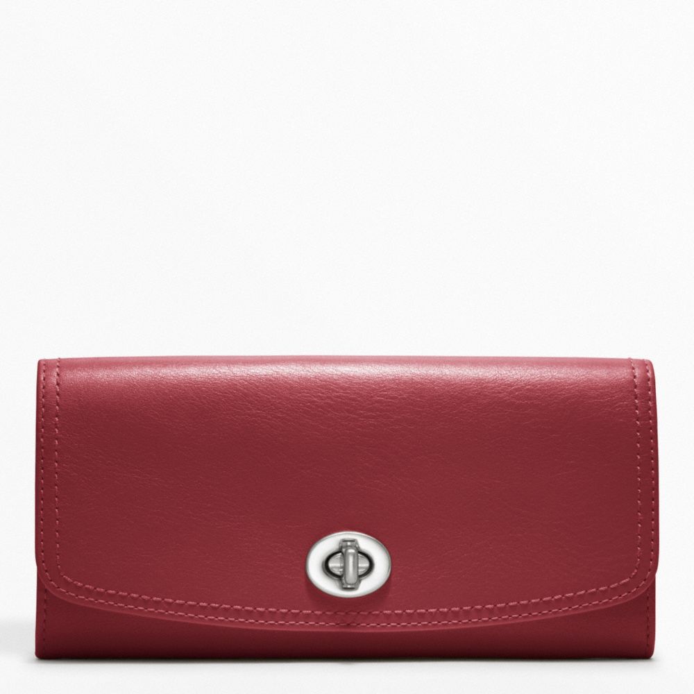 COACH f48003 LEATHER SLIM ENVELOPE SILVER/BLACK CHERRY