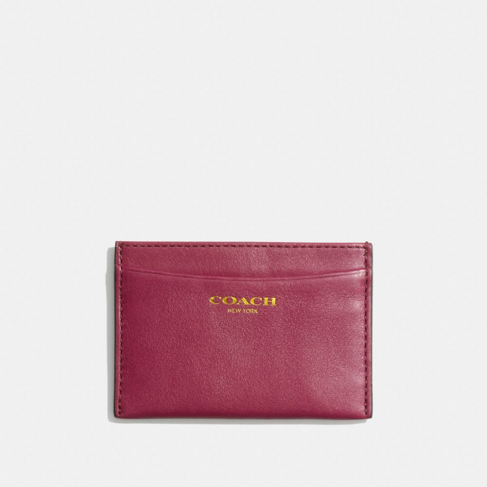 COACH F48010 Leather Card Case BRASS/DEEP PORT