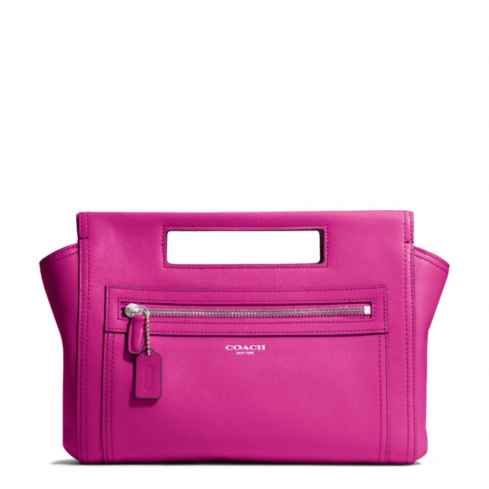 COACH LEATHER BASKET CLUTCH - SILVER/BRIGHT MAGENTA - F48012