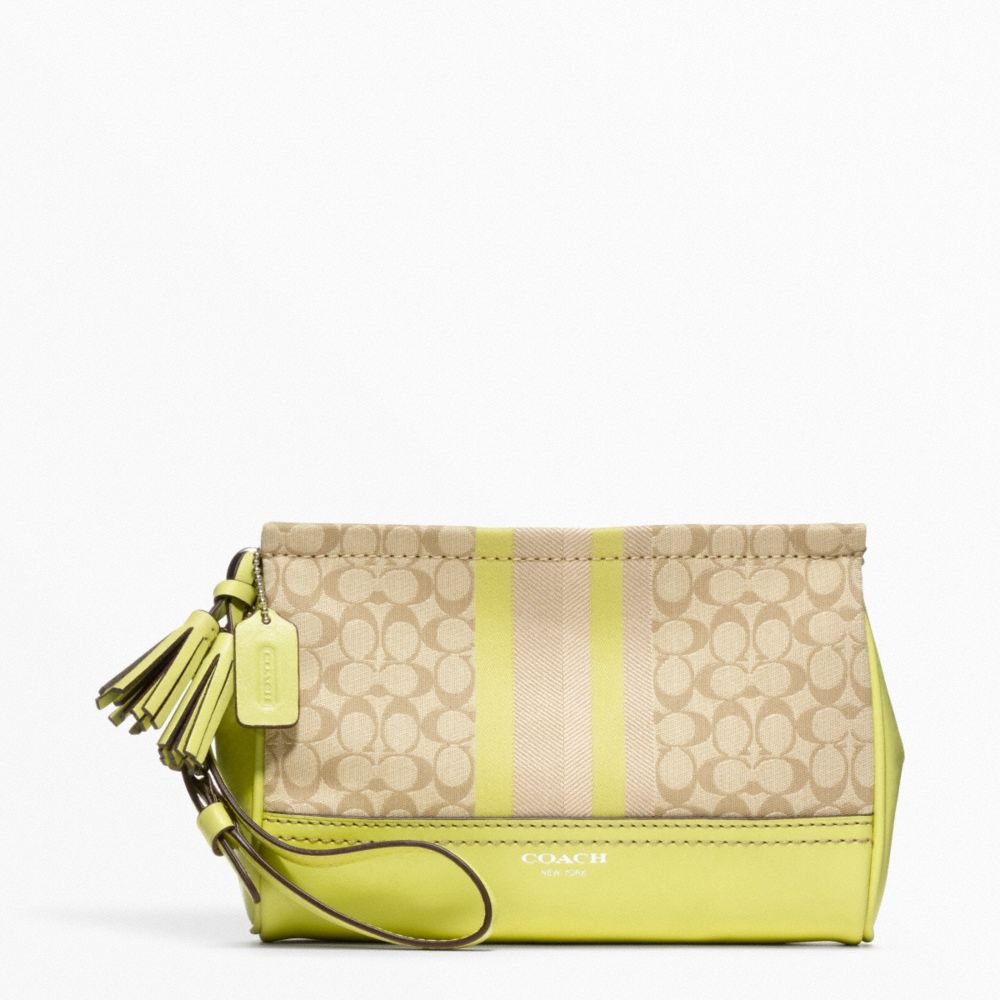 SIGNATURE STRIPE LARGE WRISTLET - f48014 - SILVER/LIGHT GOLDGHT KHAKI/CITRINE