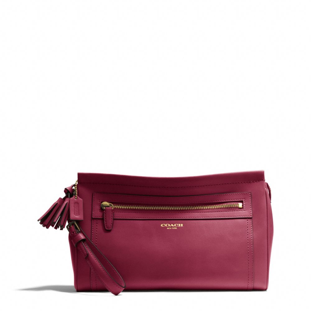 COACH F48021 - LEATHER LARGE CLUTCH BRASS/DEEP PORT