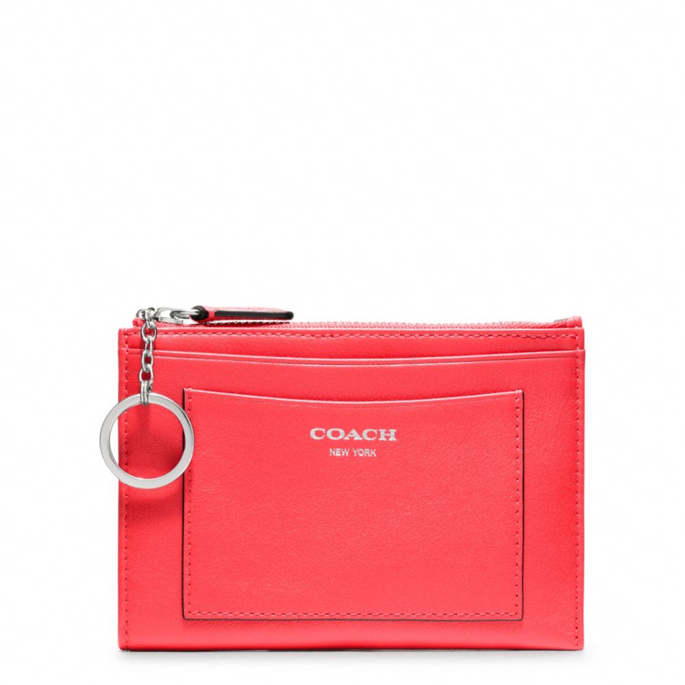 COACH F48030 LEATHER MEDIUM SKINNY SILVER/BRIGHT-CORAL