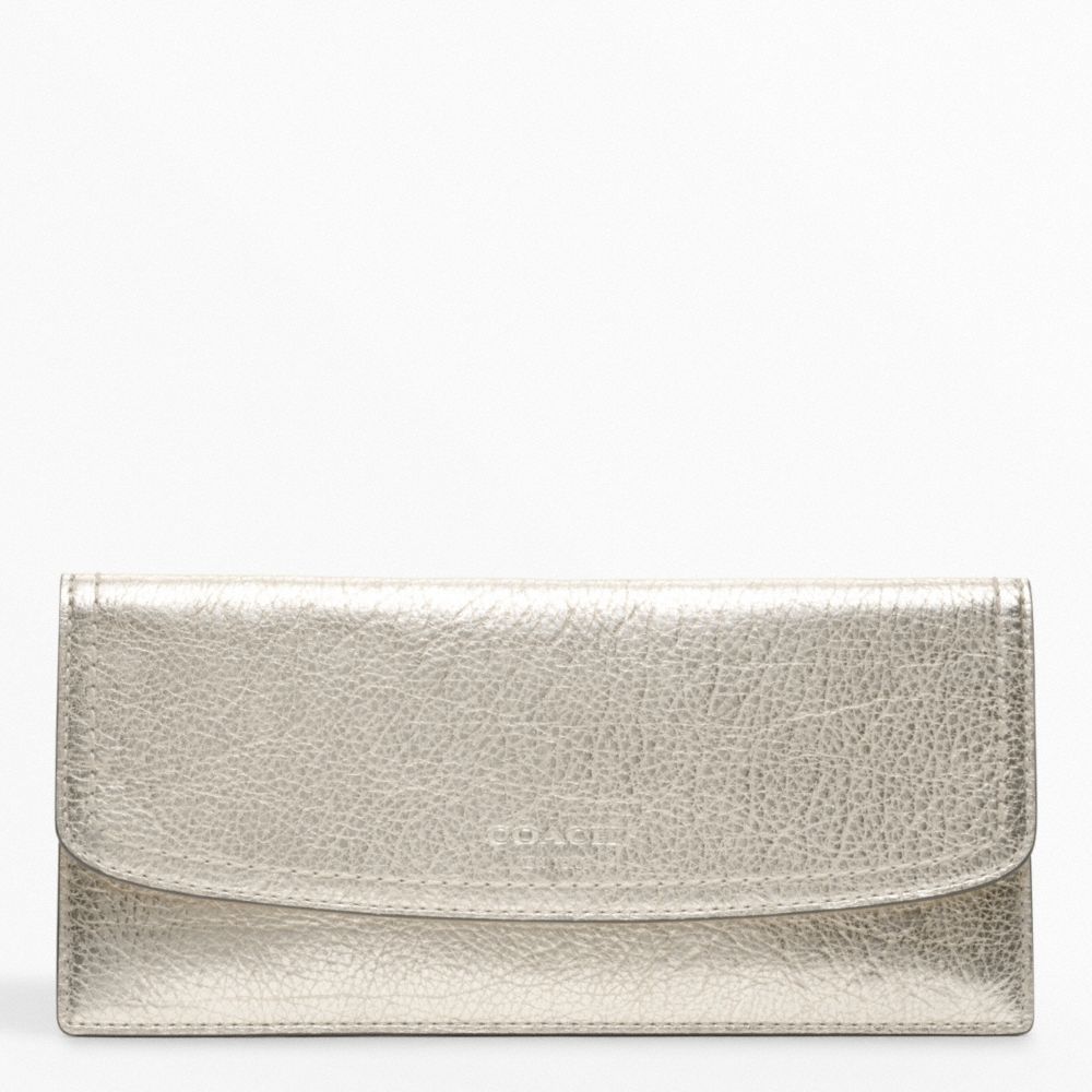 METALLIC LEATHER SOFT WALLET COACH F48035