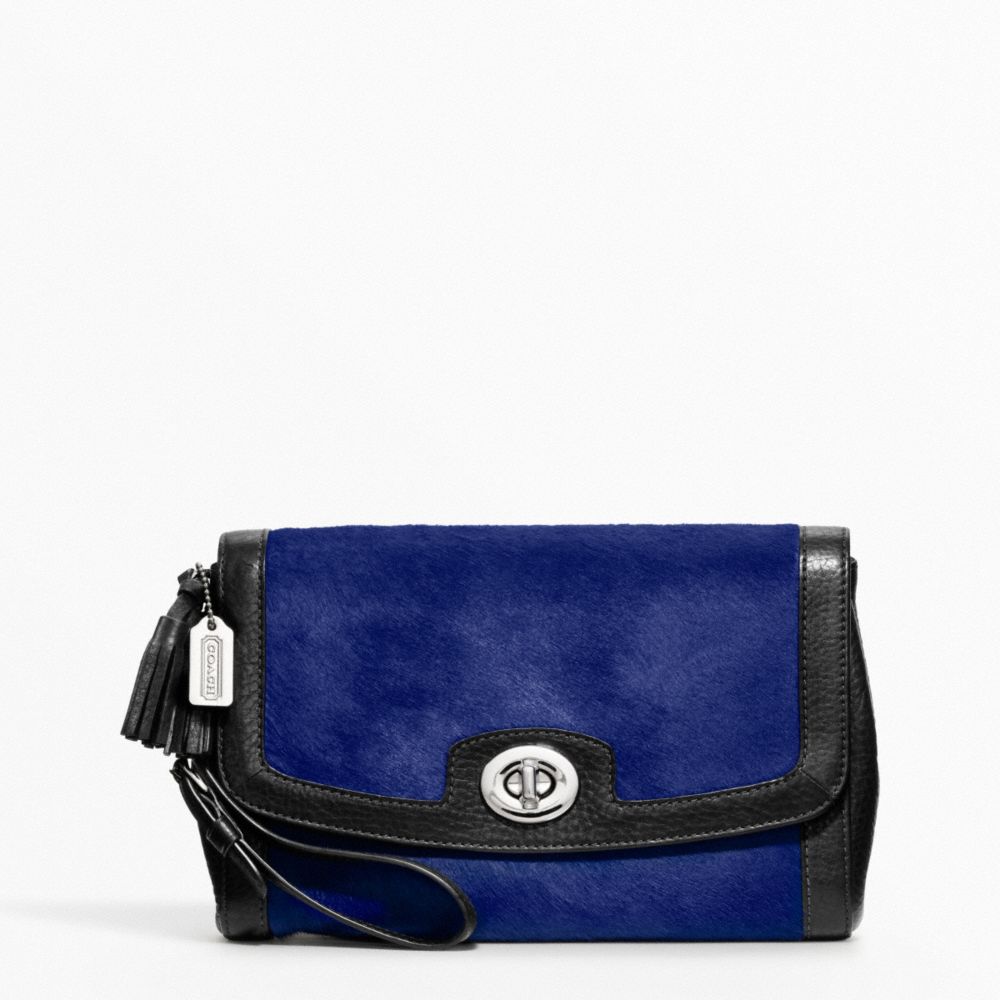 COACH PINNACLE LARGE FLAP CLUTCH - SILVER/COBALT - f48042