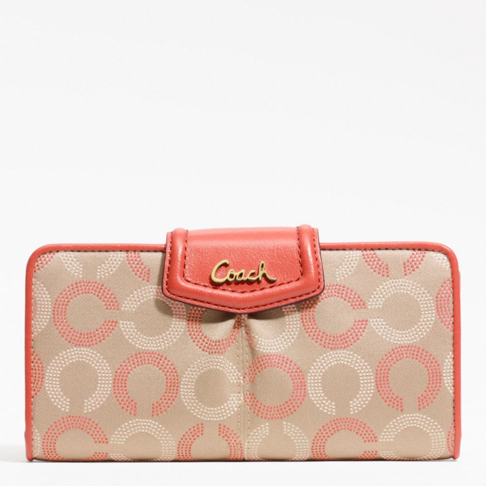 COACH ASHLEY DOTTED OP ART SLIM ENVELOPE - BRASS/KHAKI TEAROSE/TEAROSE - f48050