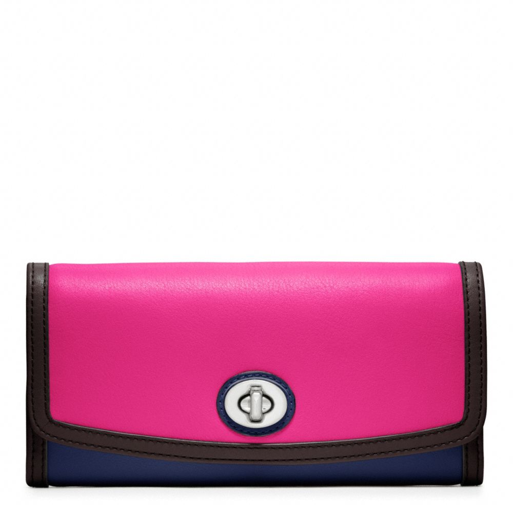 COACH COLORBLOCK SLIM ENVELOPE - SILVER/FUCHSIA MULTICOLOR - f48182