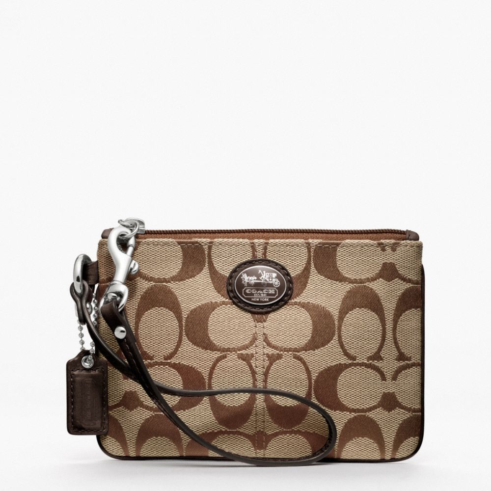 COACH SUTTON SIGNATURE TIEBACK SMALL WRISTLET - SILVER/KHAKI/MAHOGANY - f48370