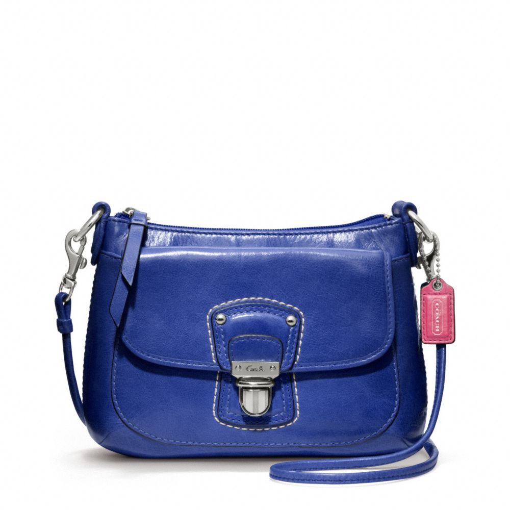 COACH F48428 - POPPY LEATHER MINI GROOVY CROSSBODY SILVER/COBALT