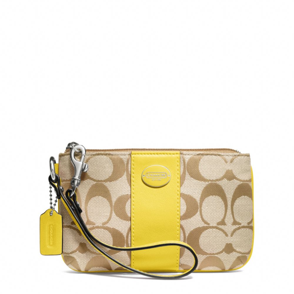 SIGNATURE SMALL WRISTLET - f48435 - SILVER/LIGHT GOLDGHT KHAKI/LEMON